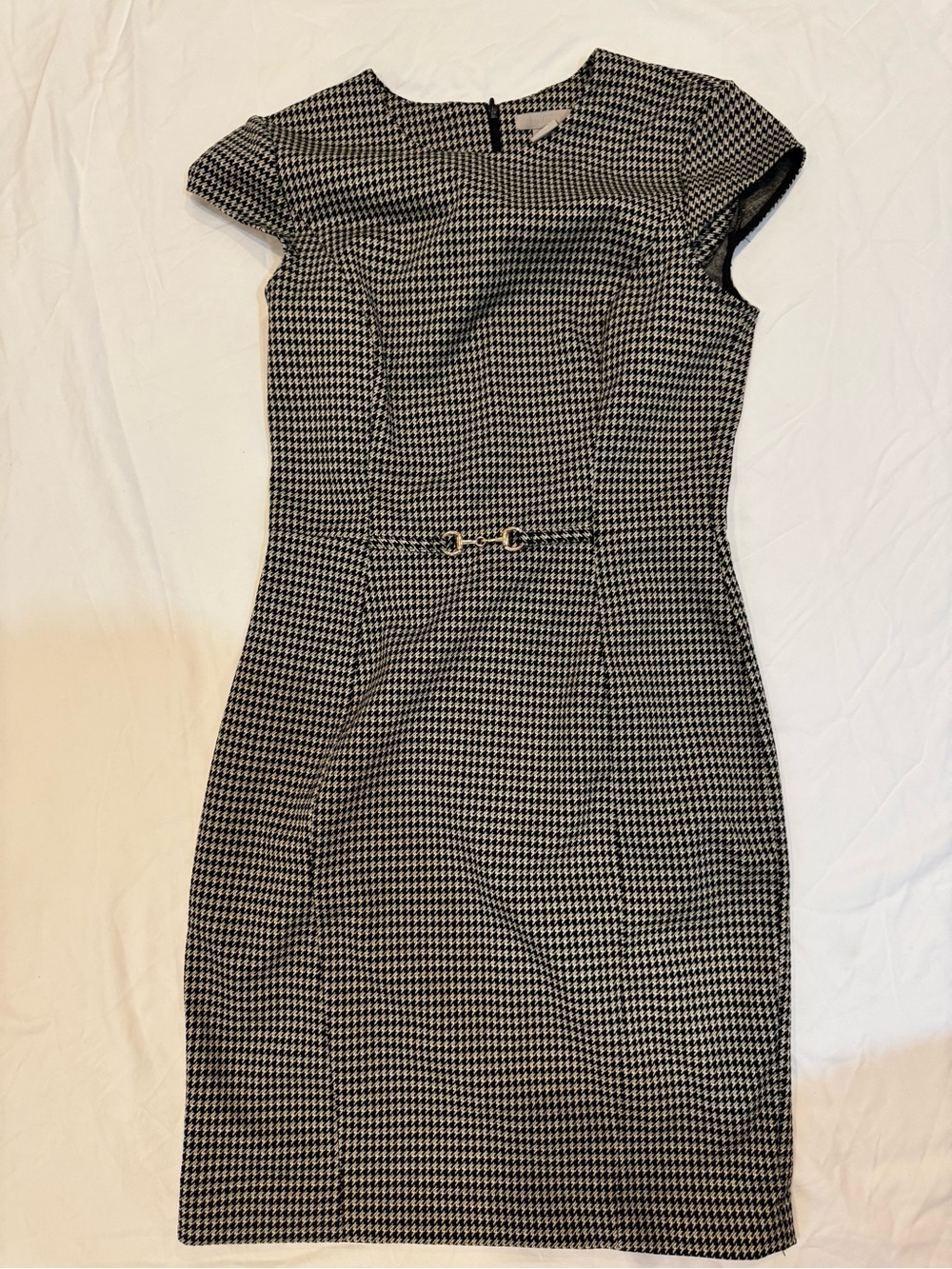 Classic Black and White Houndstooth Sheath Dress